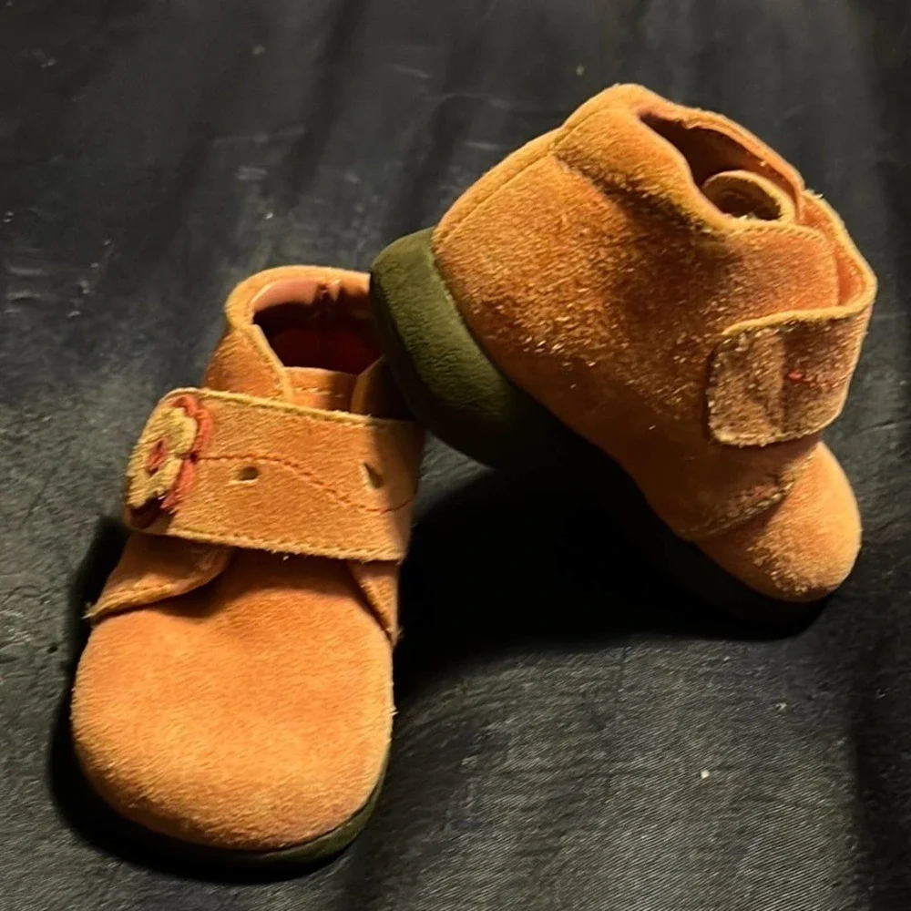 Adorable pink suede baby shoes